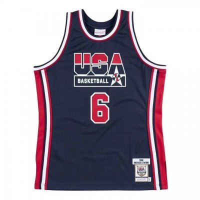 6 Ewing 1992 USA jersey navy heat pressed